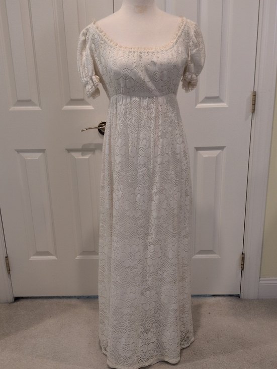 homemade Dresses & Skirts - vintage,  handmade, lined lace, empire waist, puff sleeve, gown.